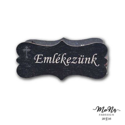 Fekete forma kereszttel-Emlékezünk 3x7cm