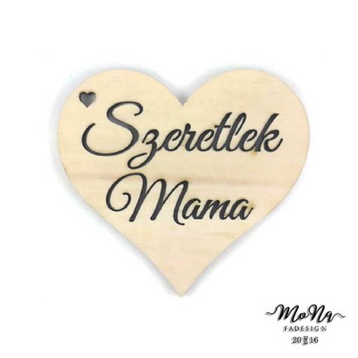 Szeretlek mama szív stencil fa natúr 7,7x7cm