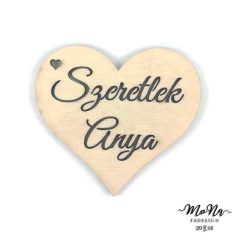 Szeretlek anya szív stencil fa natúr 7,7x7cm