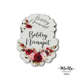 Virág forma-Boldog névnapot 5x5cm