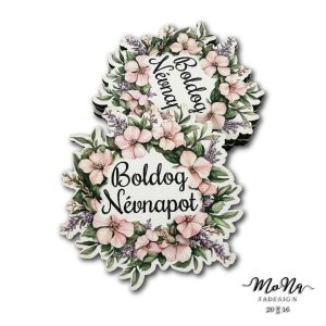 Kör alakú virgákoszorús- Boldog névnapot 6,7x6,7cm