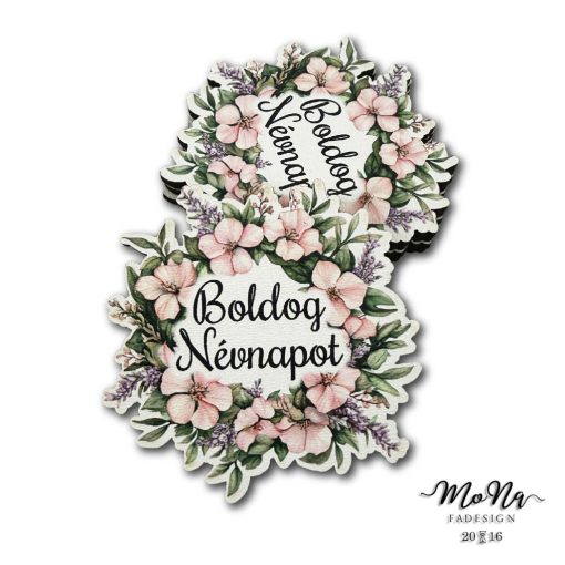 Kör alakú virgákoszorús- Boldog névnapot 6,7x6,7cm