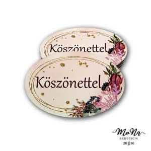 Nagy ovális- Köszönettel púder5,5x8,5cm