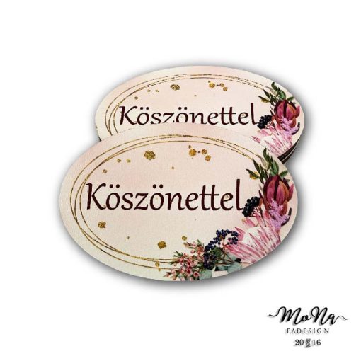 Nagy ovális- Köszönettel púder5,5x8,5cm