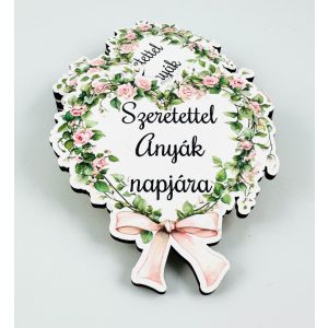 SZERETETTEL ANYÁK NAPJÁRA SZÍV ALAKÚ VIRÁGKOSZORÚ