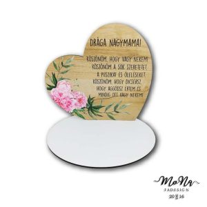 Nagy talpas szív- Drága Nagymama... 19,2x20cm