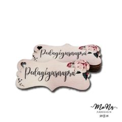 Pedagógusnapra kutyacsont biléta virágos 3,2x7,2cm