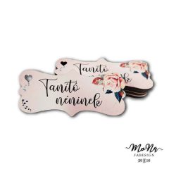Tanító néninek kutyacsont biléta virágos 3,2x7,2cm