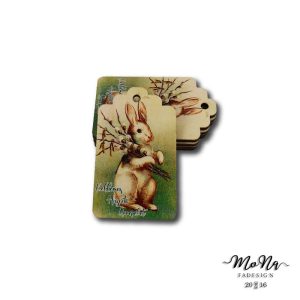 Cikornyás biléta-nyuszi barkával 6,5x4cm