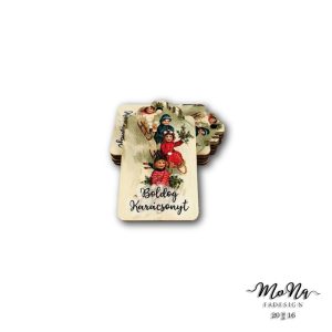 Ajándékcímke-retró szánkózó gyermekek 6,5x4cm