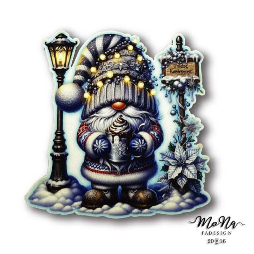 Formára vágott kék manó 9,1x8,8cm