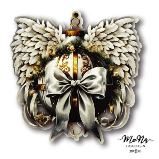 Fehér fa dísz 9,5x9,3cm