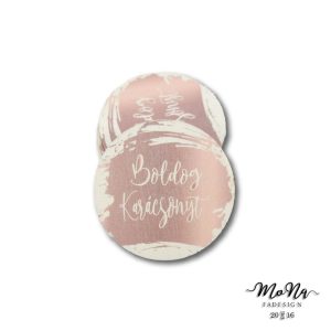 50-es kör rose gold/fehér-Boldog Karácsonyt 5x5cm