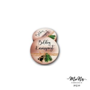 50-es kör-rose gold zöld dísszel boldog karácsonyt 5x5cm