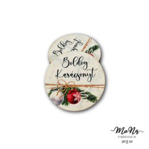 70-es kör-fehér márvány boldog karácsonyt 7x7cm