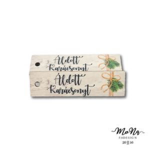 Szürke cédula-Áldott Karácsonyt 2x7,5cm