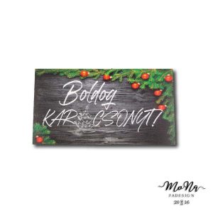 Nagy téglalap- piros karácsonyi üdvözlő 14x7,5cm