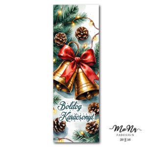   Téglalap- Csengettyűk "Boldog Karácsonyt"  20x6,5 cm