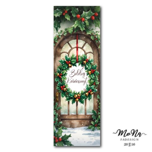 Téglalap- Ajtódísz "Boldog Karácsonyt" 20x6,5 cm