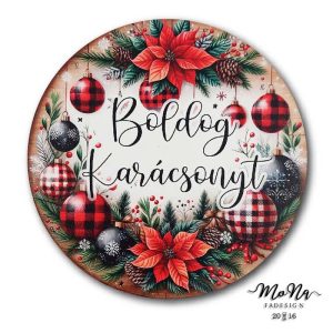   20; 30; 41,5cm-es kör- DÍSZGÖMBÖS VIRÁGOS BOLDOG KARÁCSONYT