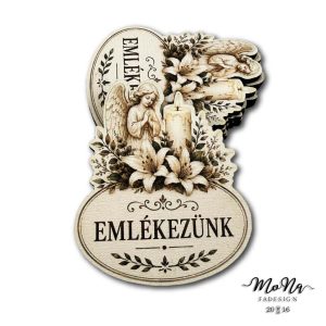 Oválison ülő angyal-emlékezünk 6,2x5,3cm