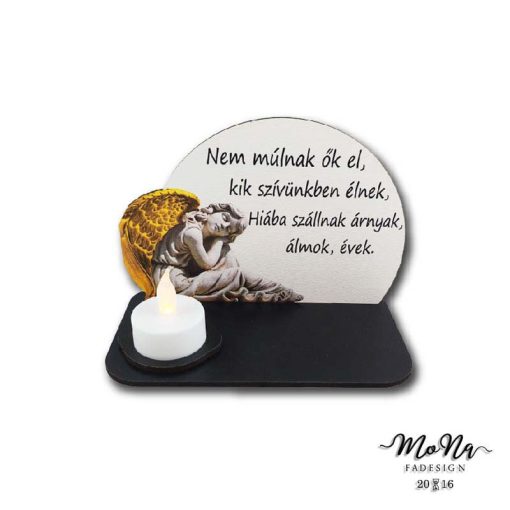 Talpas fehér félkör-angyal "Nem múlnak ők el"  16x11cm