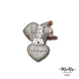 Angyal szívecskén kőhatás-Feleségem 5x7,5cm