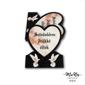 Szív galambokkal- Szívünkben örökké éltek 8x6,5cm