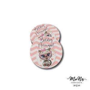 boldog névnapot rózsaszín cica 7x7cm