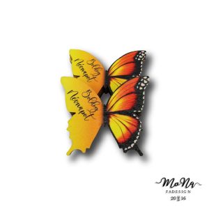 Boldog névnapot sárga pillangó 6,5x7,5cm