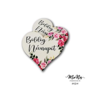 Boldog névnapot szív virágos 7x7,7cm