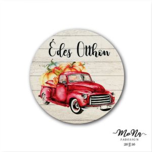 Isten hozott-piros autó 13x13cm