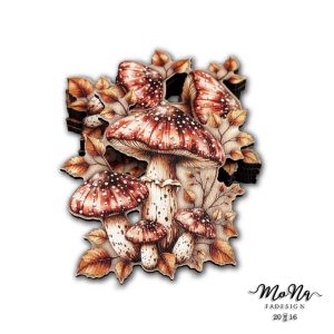 gombák levelekkel 6,7x6,6cm