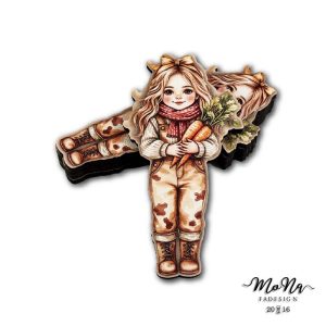 kislány répával 9,3x4,8cm