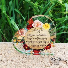   Közepes plexi szív barna- anya, milyen csodálatos...  10x10cm