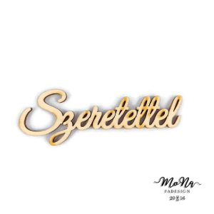 Szeretettel- lézervágott natúr fa 3,5x10cm