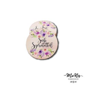 Sok szeretettel zöld virágos 7x7cm