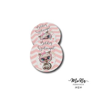 Boldog születésnapot kék cica 7x7cm