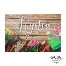 Nyitva-zárva tábla-  barna, kertészes (alul) 30x20cm