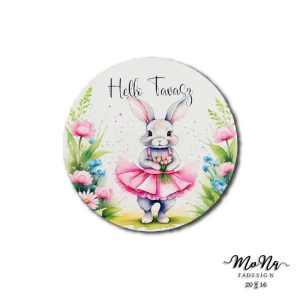 130 mm- rózsaszín ruhás nyuszi 13x13cm