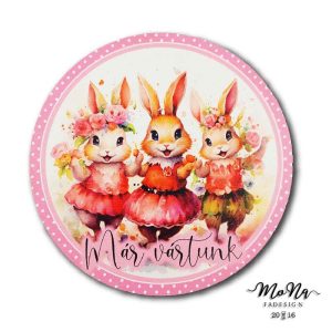 130 mm- 3 rózsaszín nyuszi már vártunk 13x13cm