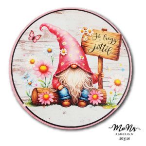 130 mm- rózsaszín manó jó hogy jöttél 13x13cm