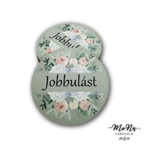 Jobbulást- zöld háttér 7x7cm