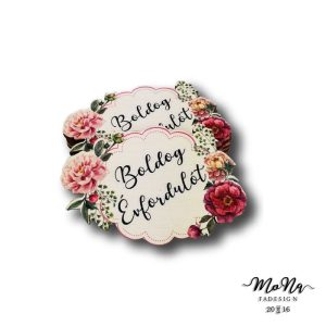 boldog évfordulót díszes rózsás 5,5x7,5cm