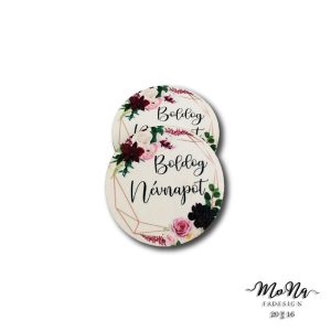 boldog névnapot fehér virágos 7x7cm