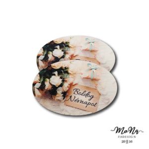 Ovális- Boldog Névnapot fehér ajándékos 5,5x8,5cm