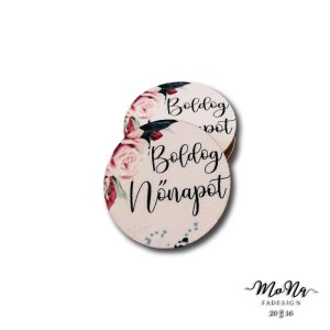 Nőnapra szeretettel-virágos kör 5x5cm