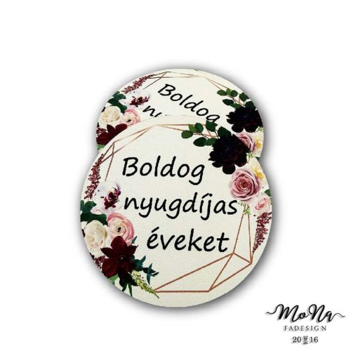 Boldog nyugdíjas éveket fehér 7x7cm