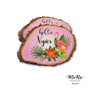 Hello Nyár virágos fakarika kék papagáj 7,6x5,6cm