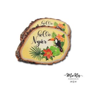 Hello Nyár virágos fakarika rózsaszín flamingó 7,6x5,6cm